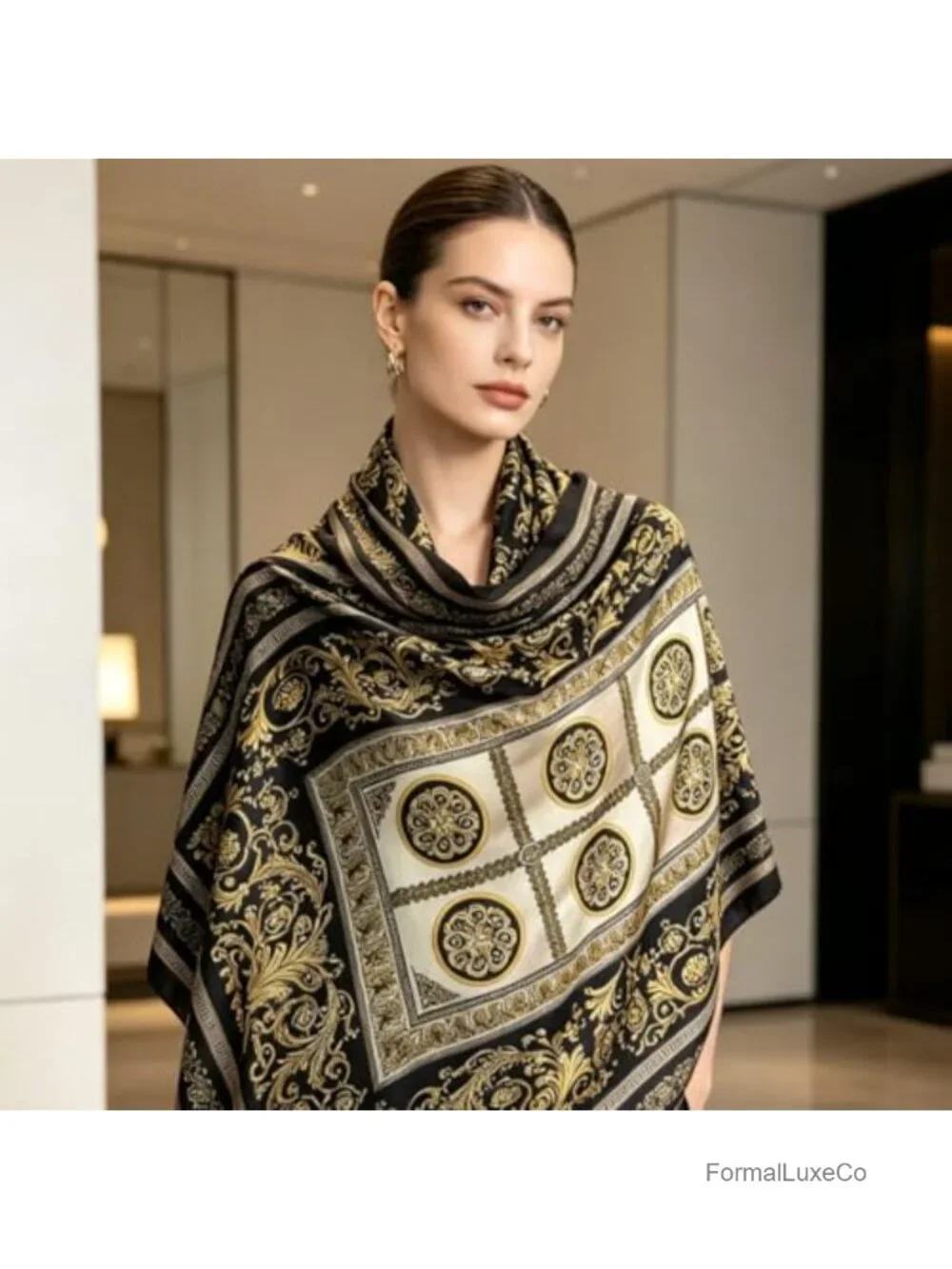 Silk Feeling Floral Scarf Shawl Wrap Lightweight Long Satin Evening Dress
